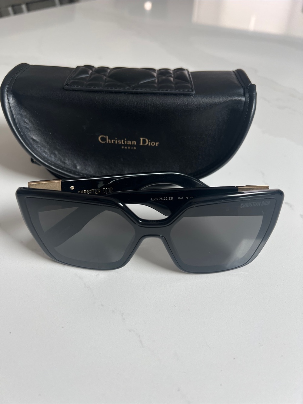 Dior Black Cat-Eye Sunglasses with Gold Accents